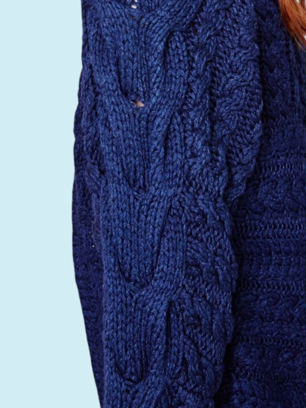 Ulla Johnson Zari Cardigan Size M/L Blue Knit Full Zip Textured Cotton Sweater - Picture 2 of 12